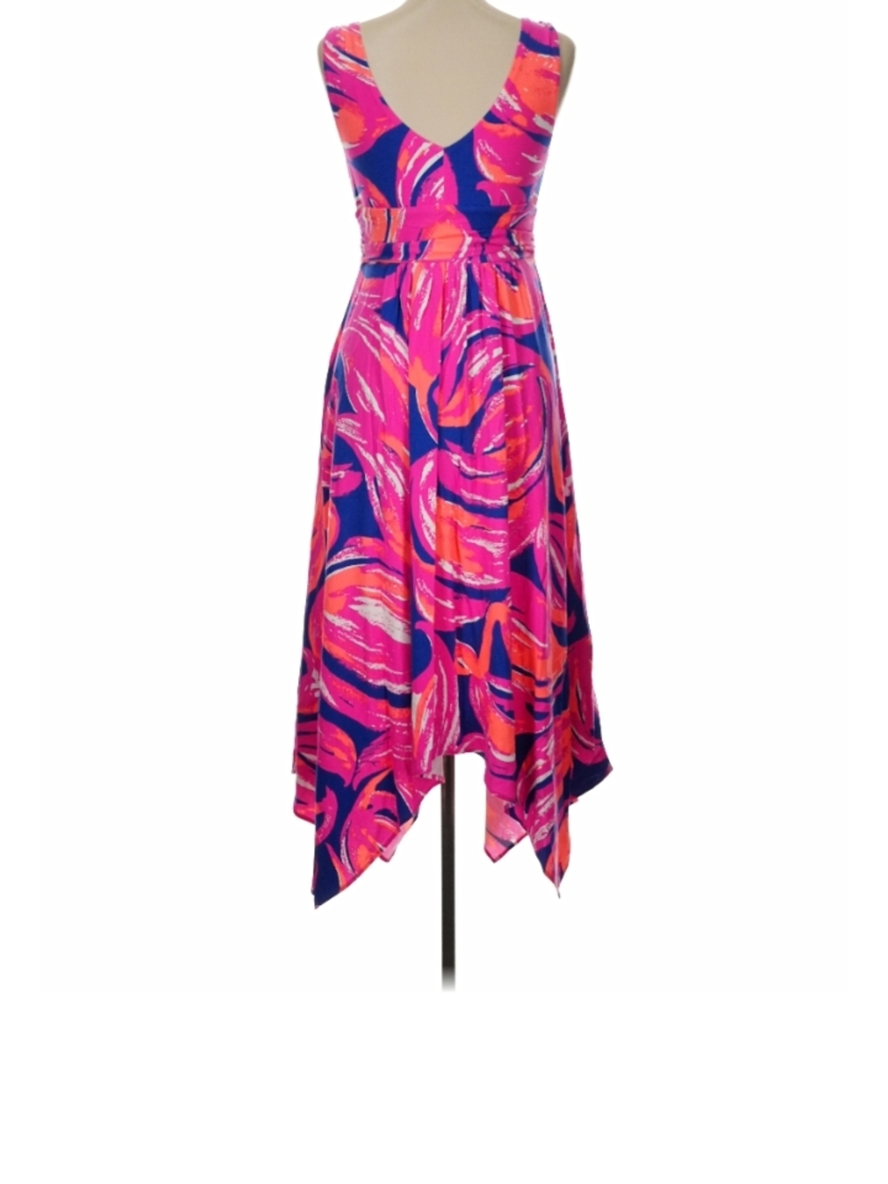 Lilly Pulitzer Pink, Navy & Orange Handkerchief-Hem Dress